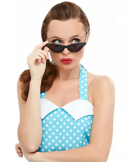 Retro damesbril met zwarte strasssteentjes