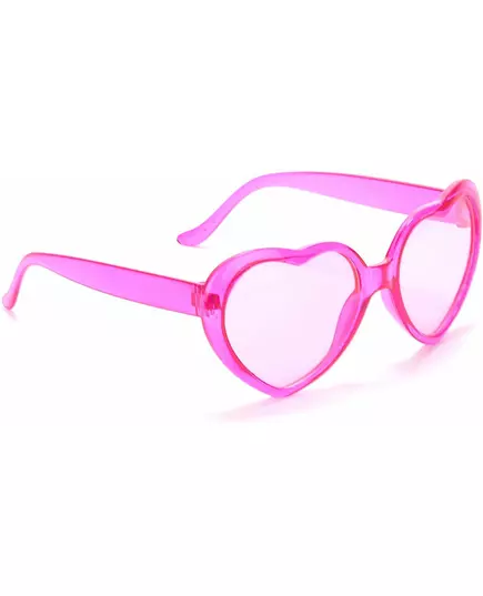 Lunettes roses coeur plastique adulte