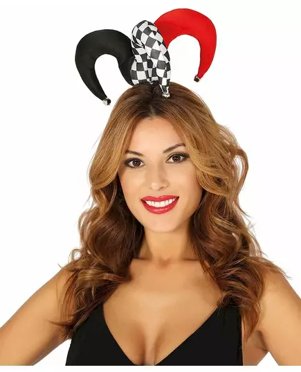 Mini chapeau bouffon rouge et noir adulte