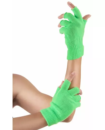 Mitaines courtes vert fluo adulte
