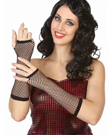 Mitaines longues résille noires femme