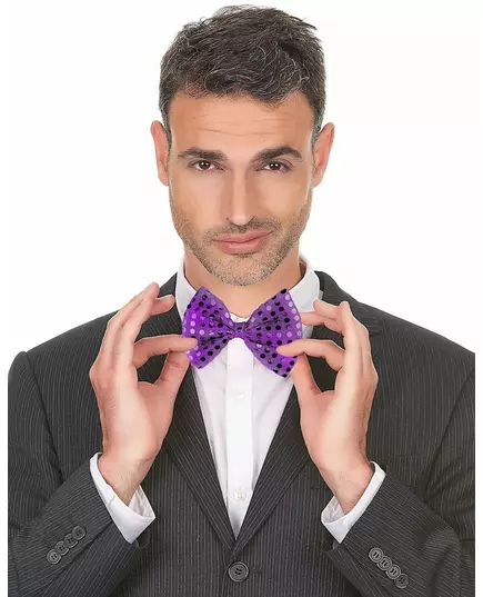 Noeud papillon violet avec sequins adulte