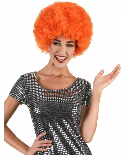 Oranje afro / clown pruik voor volwassenen