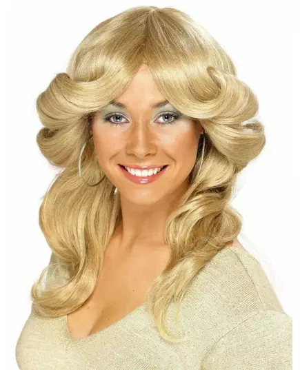 Blonde jaren '70 pruik met krullen voor vrouwen