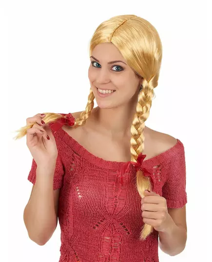 Perruque blonde couettes écolière femme