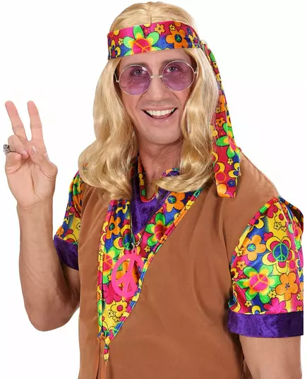 Blonde hippie feestpruik voor volwassenen