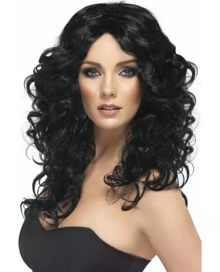 Perruque bouclée longue noire femme