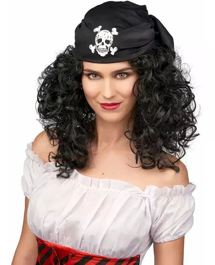 Perruque noire de pirate femme