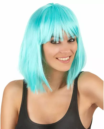 Perruque carré mi-long bleu ciel femme