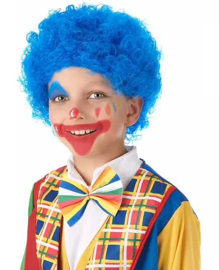 Blauwe clown pruik voor kinderen