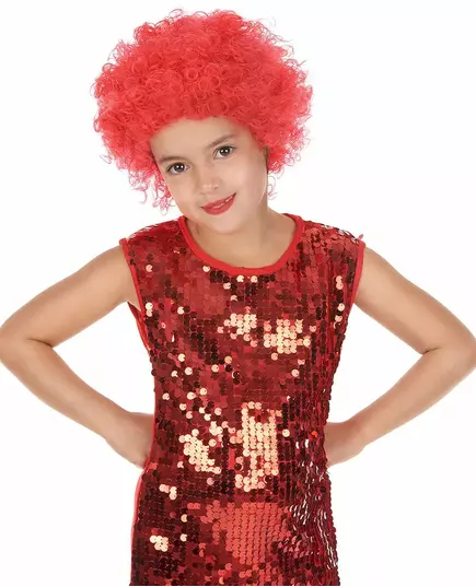 Perruque disco enfant rouge