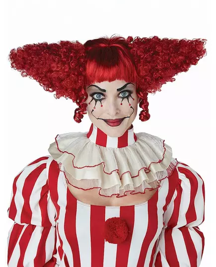 Rode psycho clown pruik voor vrouwen