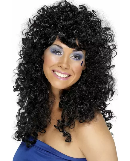 Perruque noire frisée femme