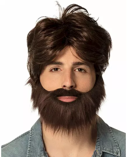Pruik met snor en baard