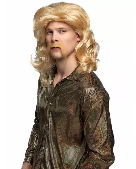 Blonde pruik en snor voor mannen
