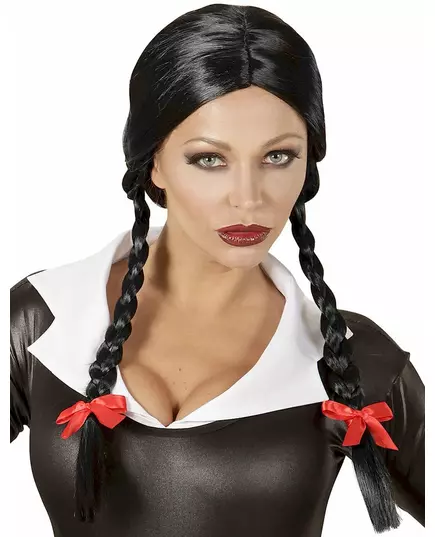 Zwarte gothic dame pruik voor vrouwen