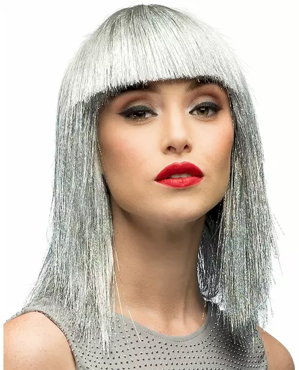 Perruque irisée argentée femme