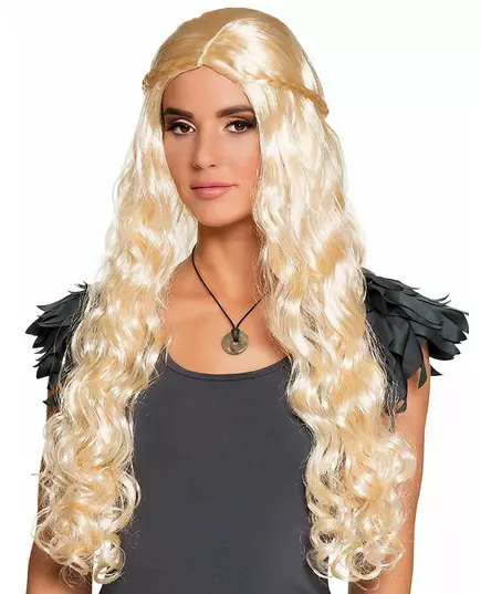 Perruque longue blonde avec petites tresses femme