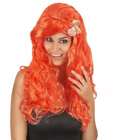 Perruque longue orange femme
