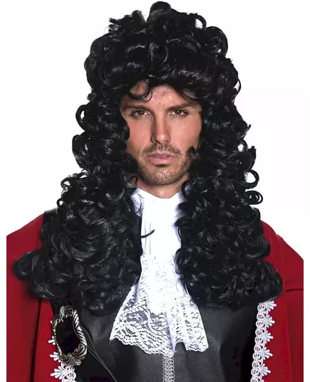 Gekrulde piratenpruik in het zwart voor mannen