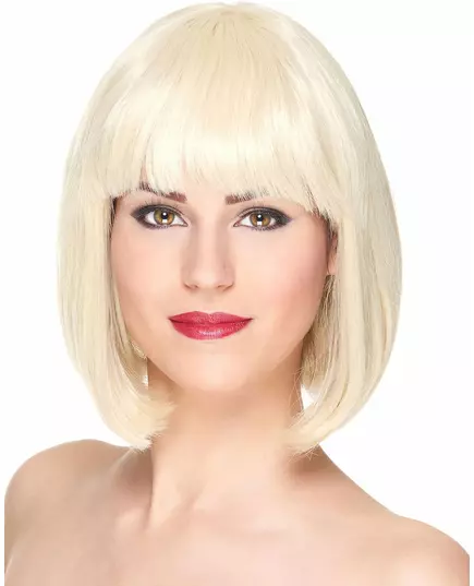Luxe korte blonde pruik met pony voor vrouwen
