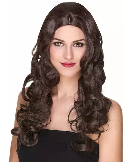 Perruque luxe chatain longue bouclée femme - 251g