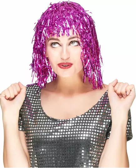 Perruque métallique fuchsia adulte