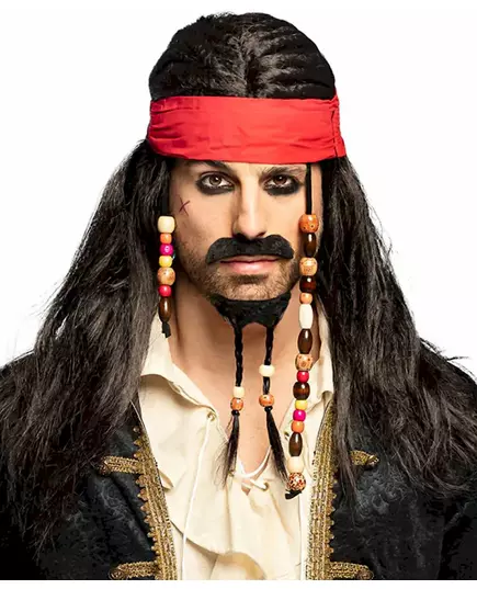 Piratenpruik met snor en sik
