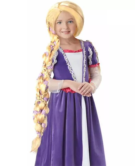 Prinsessen pruik met lange vlecht luxe voor meisjes