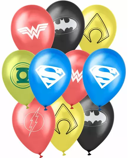 10 Ballonnen latex Justice League™ 25 x 32 cm