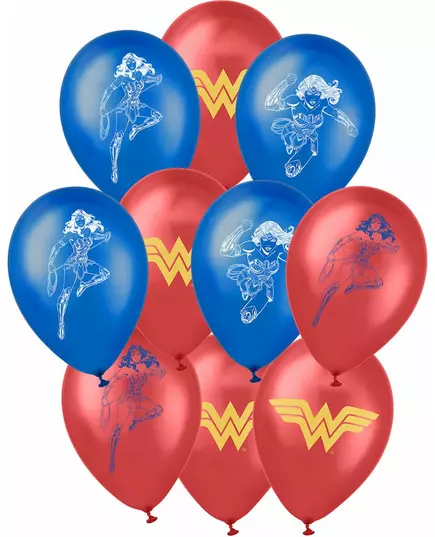 10 Ballons latex Wonder Woman™ 25 x 32cm