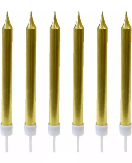 10 Bougies d'anniversaire dorée métallisées 7 cm