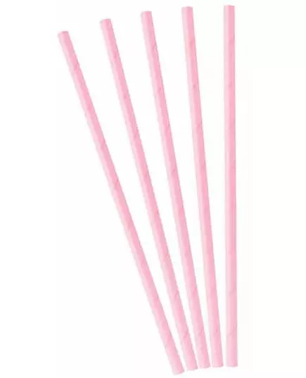 10 Pailles en carton rose clair 19,5 cm