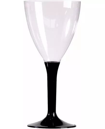 10 Verres a vin pied noir en plastique