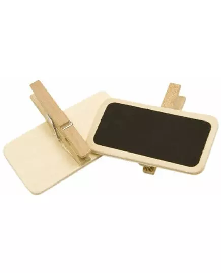 12 mini-ardoises sur clips en bois naturel 4 x 2 cm