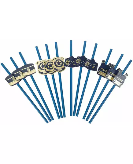 12 politie rietjes 19,5 cm
