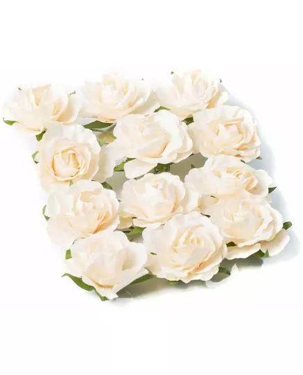 12 Ivoorkleurige rozen om te plakken 3,5 cm