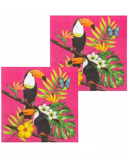 20 Fuchsia toekan papieren servetten 33 x 33 cm