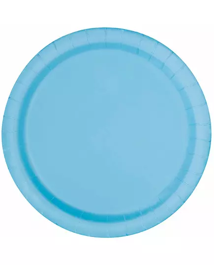 16 Assiettes en carton bleu pastel 22 cm