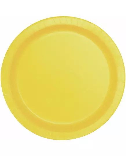 16 Assiettes en carton jaune clair 22 cm