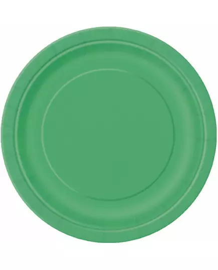16 Grandes assiettes en carton vert émeraude 22 cm