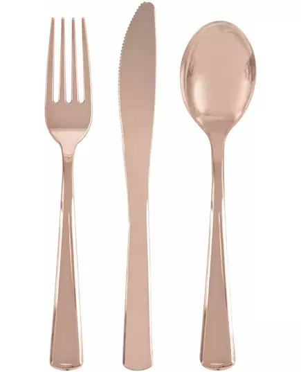 18 Couverts en plastique rose gold