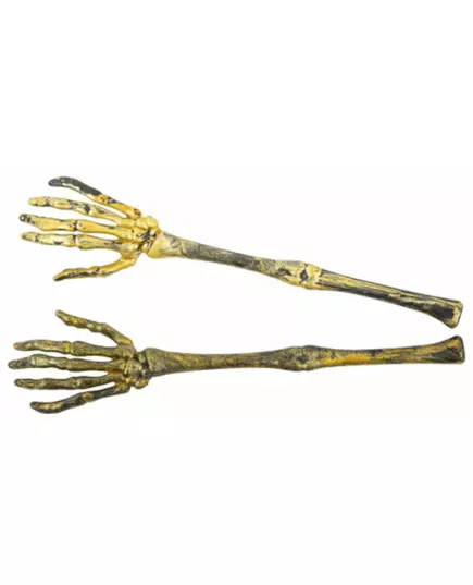 2 Plastic skeletarmen verouderd goud 31 cm