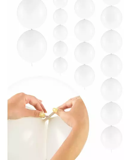 20 witte koppelbare ballonnen 28 cm