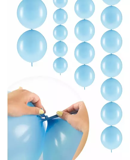 20 Pastelblauwe koppelbare ballonnen 28 cm