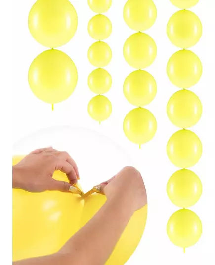 20 Ballons gonflables Jaune pastel à relier 28 cm