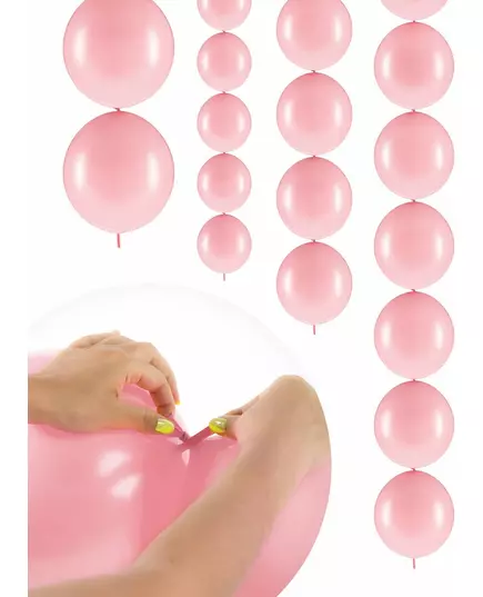 20 Ballons gonflables Rose pastel à relier 28 cm