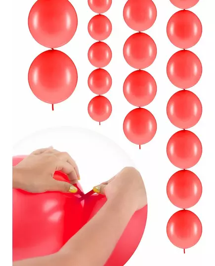 20 Ballons gonflables rouge coquelicot à relier 28 cm
