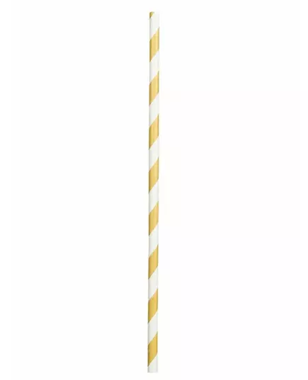 20 goudgestreepte kartonnen rietjes 20 cm