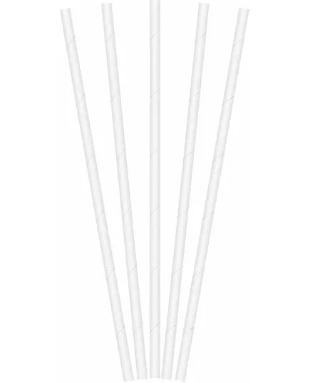 20 witte papieren rietjes 19,5 cm